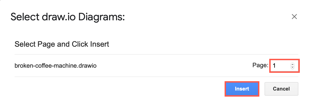 Select your diagram file from Google Drive to insert into your document