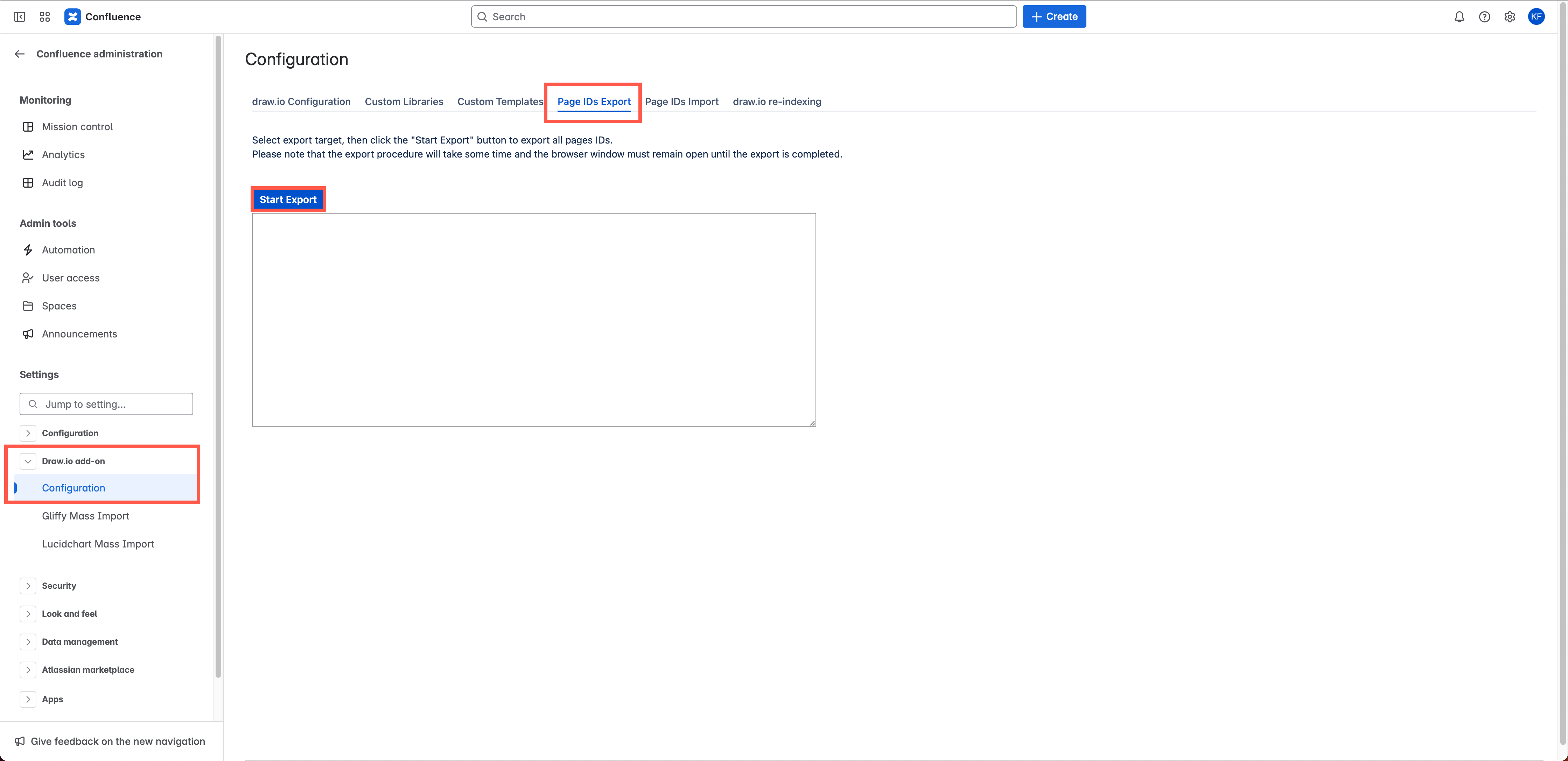 To make sure links in diagrams continue to work, export the page IDs from Confluence to correctly migrate