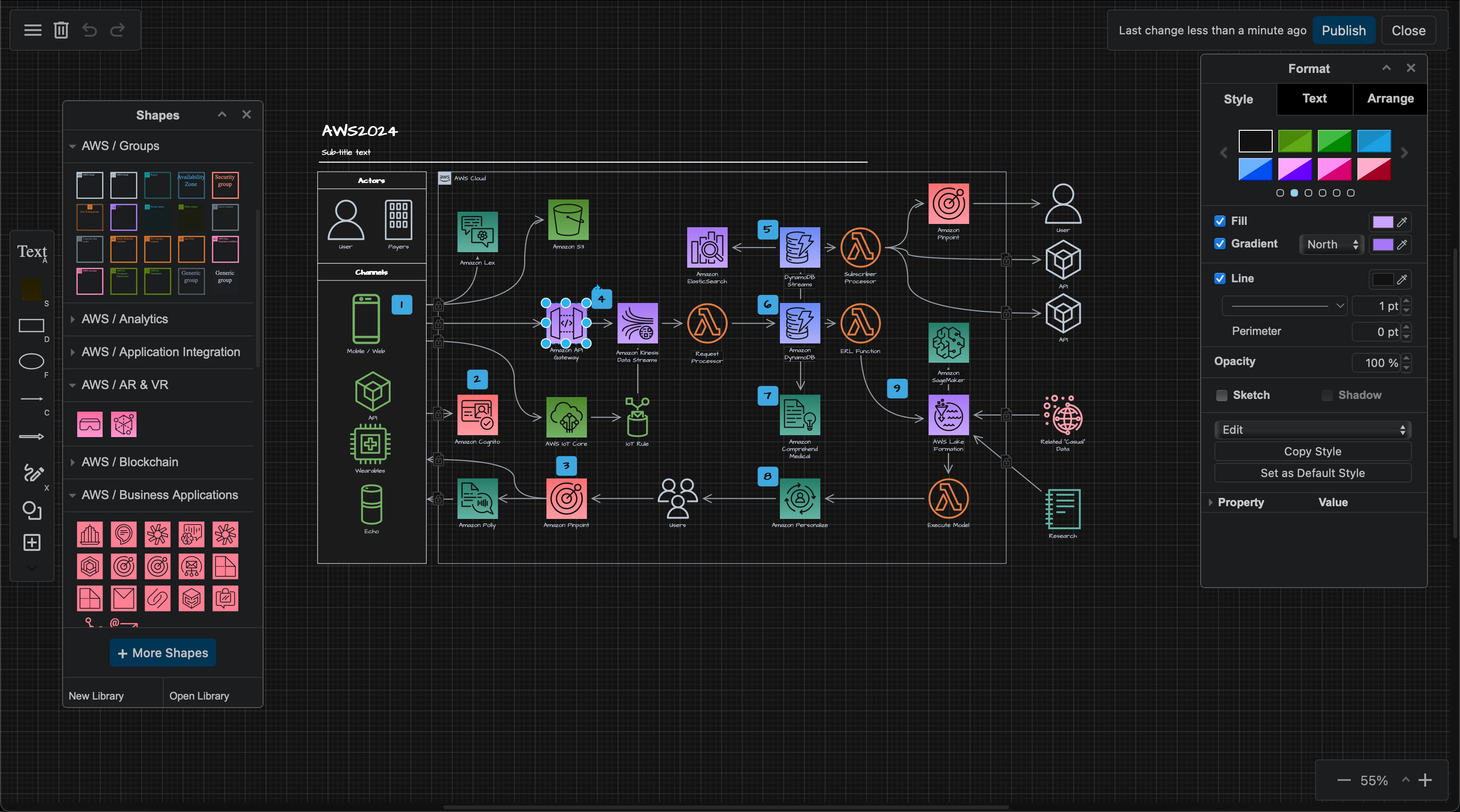 Dark mode is used for the draw.io board editor automatically when you use Dark theme inConfluence DC 9.0 