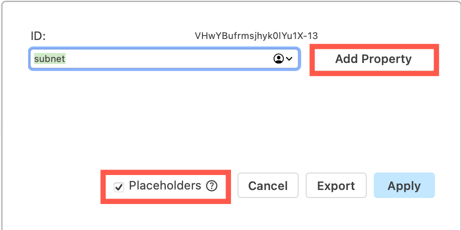 Add a shape property to a container shape and enable the placeholders checkbox to turn it into a variable that can be displayed by other shapes inside the parent container shape