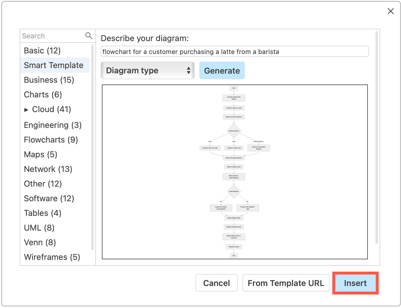 CHange your query and regenerate the smart template, and insert it onto the draw.io drawing canvas via the template library